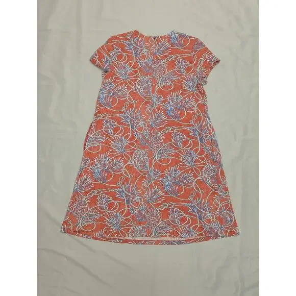 J. McLaughlin Dress Women Short Pullover Shift Dress Coral Nautical Seaside Sz L - Picture 8 of 10